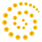 Wirbel + Sonne mit Gesicht