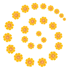 Wirbel + gelbe Blüte