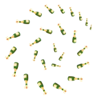 Wirbel + Flasche mit knallendem Korken