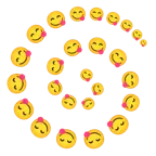 Wirbel + sich die Lippen leckendes Gesicht