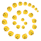 Wirbel + nachdenkendes Gesicht