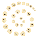 Wirbel + gestricheltes Gesicht