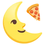 Mondsichel mit Gesicht rechts + Pizza