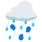 Wolke mit Regen + sprechender Kopf