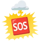 Wolke mit Blitz + SOS-Zeichen