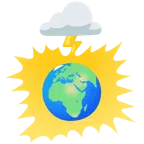 Wolke mit Blitz + Globus mit Europa und Afrika
