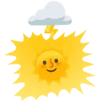 Wolke mit Blitz + Sonne mit Gesicht