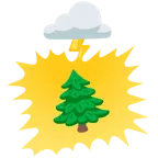 Wolke mit Blitz + Nadelbaum