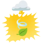 Wolke mit Blitz + Blätter im Wind