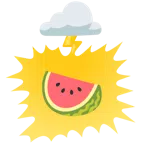 Wolke mit Blitz + Wassermelone