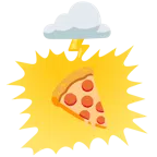 Wolke mit Blitz + Pizza