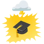 Wolke mit Blitz + Doktorhut
