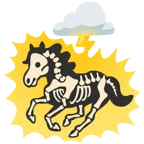 Wolke mit Blitz + Pferd