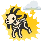 Wolke mit Blitz + Ziege