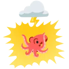 Wolke mit Blitz + Oktopus
