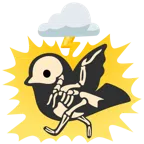Wolke mit Blitz + Vogel