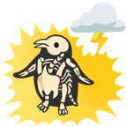 Wolke mit Blitz + Pinguin