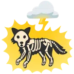 Wolke mit Blitz + Wolf