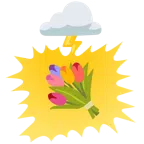 Wolke mit Blitz + Blumenstrauß