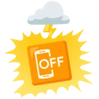 Wolke mit Blitz + Mobiltelefon aus