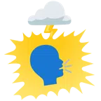 Wolke mit Blitz + sprechender Kopf