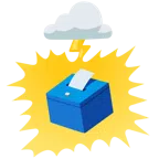 Wolke mit Blitz + Urne mit Wahlzettel