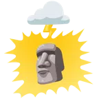 Wolke mit Blitz + Statue