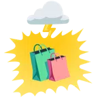 Wolke mit Blitz + Einkaufstüten