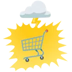 Wolke mit Blitz + Einkaufswagen