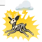 Wolke mit Blitz + Hirsch