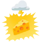 Wolke mit Blitz + Käsestück