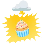 Wolke mit Blitz + Cupcake