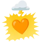 Wolke mit Blitz + oranges Herz