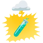 Wolke mit Blitz + Reagenzglas