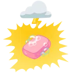 Wolke mit Blitz + Seife