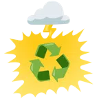 Wolke mit Blitz + Recycling-Symbol