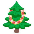 flor de hibisco + árbol de hoja perenne