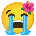 flor de hibisco + cara llorando fuerte