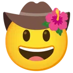 flor de hibisco + cara con sombrero de vaquero
