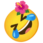 flor de hibisco + cara revolviéndose de la risa