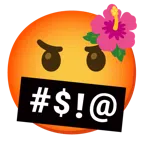 flor de hibisco + cara con símbolos en la boca