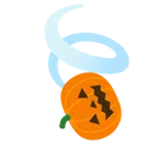 Blätter im Wind + Halloweenkürbis