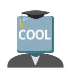 chapéu de formatura + botão "COOL"