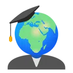 chapéu de formatura + globo mostrando Europa e África