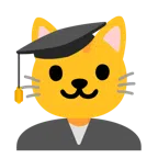 chapéu de formatura + rosto de gato