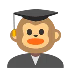 chapéu de formatura + rosto de macaco