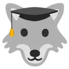 chapéu de formatura + rosto de lobo