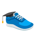chapéu de formatura + tênis de corrida