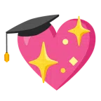 chapéu de formatura + coração brilhante
