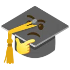 chapéu de formatura + rosto pensativo